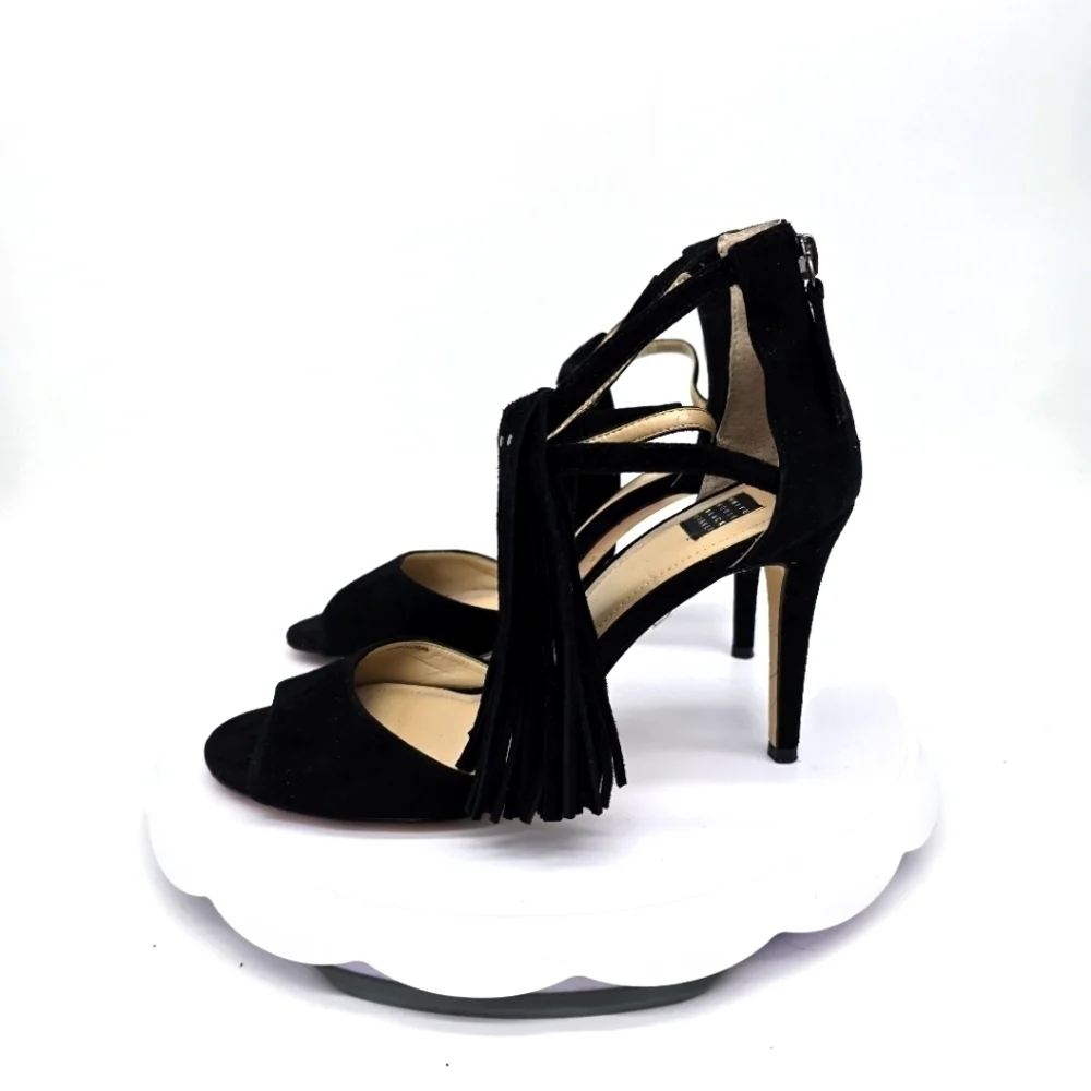 White House Black Market Shoes Women 7.5M Delilah Suede Fringe Heels